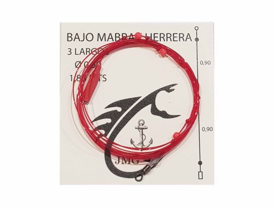 BAJO DE LÍNEA JMG ROJO HERRERA 3 LARGOS CON PERLA 0.50 2MTS