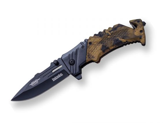 NAVAJA TÁCTICA JOKER ASISTIDA PUÑO CAMUFLAJE HOJA 8.5CM