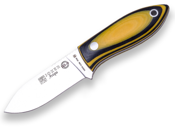 CUCHILLO JOKER CUELLO AVISPA PUÑO DE MICARTA COLOR AMARILLO Y NEGRO