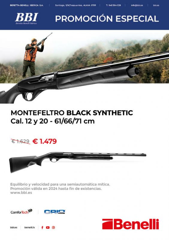 ESCOPETA SEMIAUTOMÁTICA BENELLI MONTEFELTRO  BLACK SYNTHETIC CAL. 12